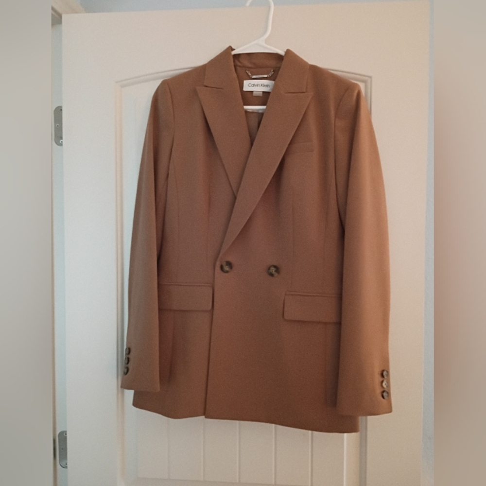 Calvin Klein Tan Double-Breasted Blazer